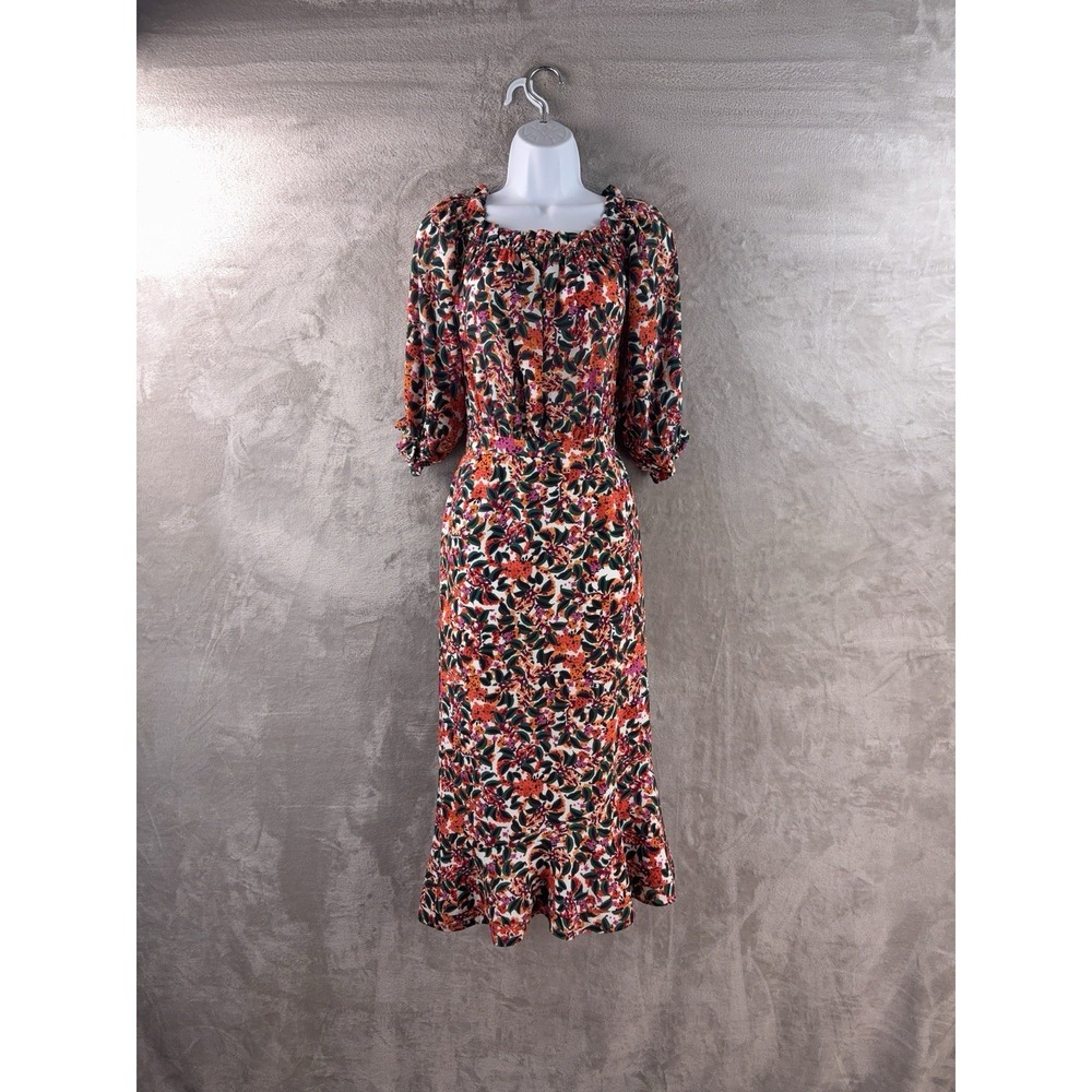 SALONI Floral Grace Dress Womens Size 2 Multicolor‎ Puff Sleeve Romantic